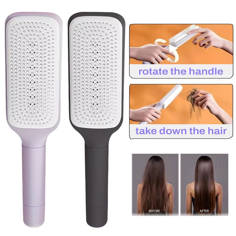 Rotatable Self Cleaning Hair Brush Massage Air Cushion Comb Magic Retractable Comb for Women Anti-Static Hair Smoothing Comb