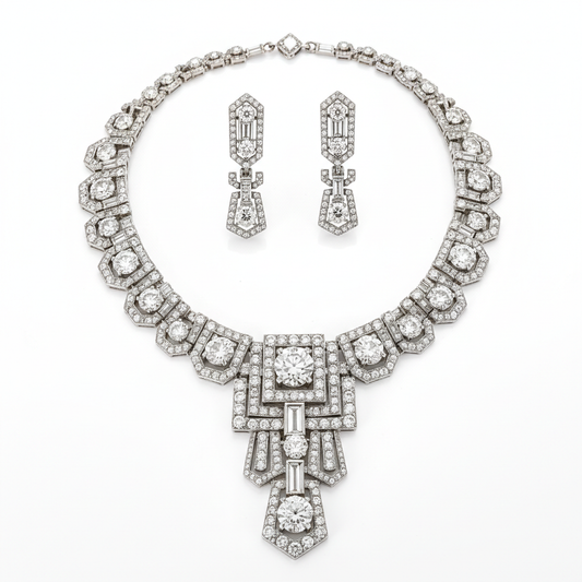 Art Deco Diamond Necklace Set