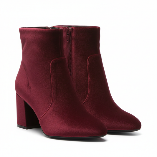 Burgundy Velvet Ankle Boots