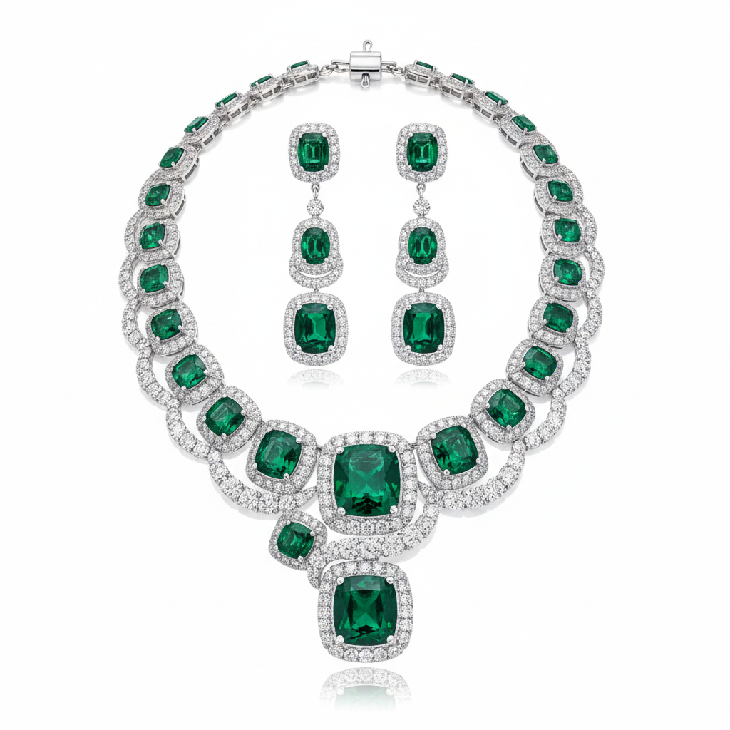Emerald and Diamond Collar Set