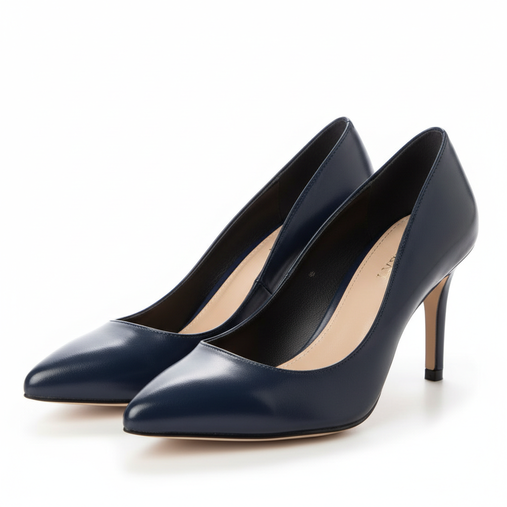 Navy Pointed-Toe Pumps