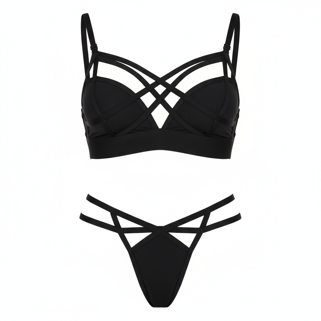 Strappy Bralette and Thong Set
