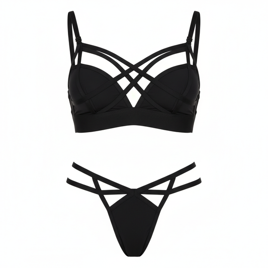Strappy Bralette and Thong Set